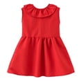 thumbnail image 1 of FAOWME Summer Dress Star Beach Party Dresses For Baby Girls Solid Color Sleeveless Ruffle Neckline Dress With Bowknot And Pleated Open Back Design. Red 3-4 Years, 1 of 7