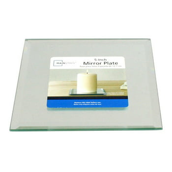 Mainstays Square Mirror Candle Plate with Beveled Edges and Felt Pads, Pillar Candle Holder, Clear