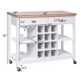 thumbnail image 2 of Costway Rolling Kitchen Island Bar Storage Serving Cart With Drawers and Wine Rack White, 2 of 10