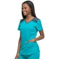 thumbnail image 7 of Dickies Dynamix Medical Scrubs Top for Women V-Neck Plus Size DK740, 4XL, Teal Blue, 7 of 7