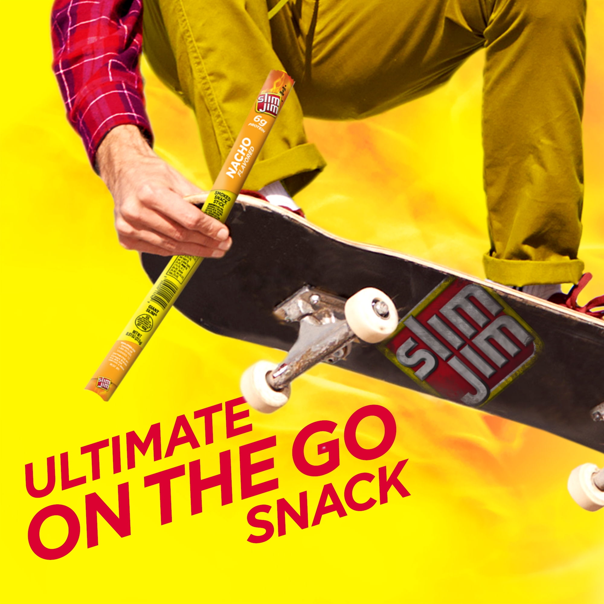 Slim Jim Giant Smoked Meat Sticks, Nacho Flavor, 6g Protein Per Stick, 0.97 oz. (24-ct)
