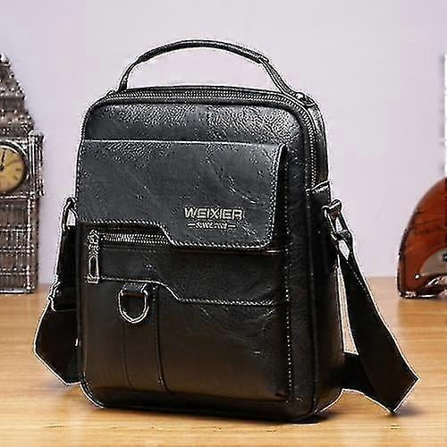 Bolso de mano y bandolera Weixier 8642 para hombre, estilo retro, de piel sintética.