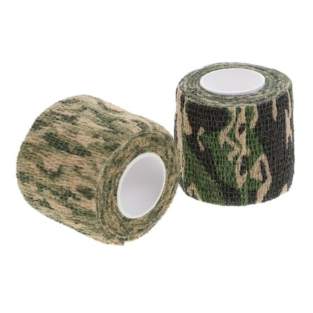 2 Rolls Camouflage Tape Duct Belt Masking Elastic Bands for Exercise