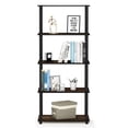 thumbnail image 5 of Furinno Wire 5-Tier Industrial Style Metal Frame Display Shelf, 16 Wide, Finn Oak, 5 of 5