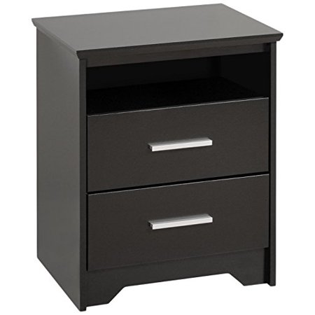 Black Coal Harbor 2 Drawer Tall Nightstand With Open Shelf 