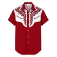 thumbnail image 4 of HOWPAY Oversized Shirts for Men Short Sleeve Button up Western Cowboy Print T Shirts Beach Vacation Casual Regular Fit Soft Summer Clothes Red XXL, 4 of 4