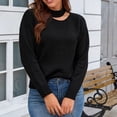 thumbnail image 6 of Smupbvky Mock Neck Sweater for Women Front Cuts Drop Shoulder Pullover Trendy Winter Cute Cuffed Long Sleeve Tops (L, Black), 6 of 8