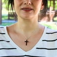 thumbnail image 6 of Echmeck 925 Sterling Silver Black Jet Stone Cross Pendant for Women, 6 of 11