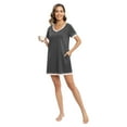 thumbnail image 2 of Women's V Neck Nightshirt Cotton Casual Sleepwear Short Sleeve Nightgown with Pockets S-3XL, 2 of 6