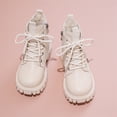 thumbnail image 7 of lsirc Girls Ankle Boots with Elastic & Side Zipper - Pull On Winter Casual Shoes Non Design Footwear For Daily Wear, White, US3.5(11.5-12Years), 7 of 7