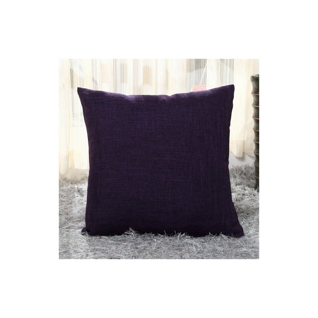 Solid Color Cotton Linen Pillow Case Simple Style Home Decor Cushion Covers Throw Pillow Cover, 2 Pcs 50*50cm Purple