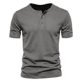 thumbnail image 6 of Hearthz Mens Henley Shirts 3 Button Mens Short Sleeve Shirt Basic Breathable Moisture Wicking Mens Athletic Shirts Dark Gray XXXL, 6 of 7