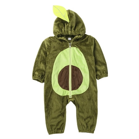

Lieserram Baby Jumpsuit Long-Sleeved Trousers Hooded Design Avocado Style Zipper Closure Soft and Comfortable Romper