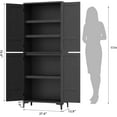 thumbnail image 2 of Ataucjin Tall Storage Cabinet with Glass Doors, Multi-Functional 71 Inch Tall Cabinet – 5 Tier Bathroom Cabinet with 4 Doors and Adjustable Shelves for Kitchens, Bathrooms, and Dining Rooms, 2 of 8