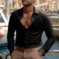 thumbnail image 2 of Timoontee Men's Vintage T-shirt Loose Fit Long Sleeve Lapel Button Dowm Casual T-Shirts Lightweight Quick Dry Solid Color Shirts Black M, 2 of 9