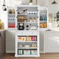 thumbnail image 4 of 72”H Kitchen Pantry Cabinet with 4 Doors and 1 Drawer, Freestanding Tall Storage Cupboard with 6 Hanging Shelves and Adjustable Shelves for Kitchen, White, 4 of 11