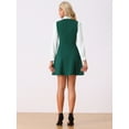 thumbnail image 3 of DARING DIVA Contrast Tie Neck Long Sleeve Elegant A-Line Dress M Dark Green, 3 of 6