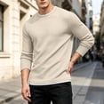 thumbnail image 5 of XRoczxe Men's Thermal Waffle Knit Long Sleeve T-Shirt, Crew Neck Slim Fit Textured Henley Top, Casual Basic Undershirt for Fall Winter Layering, 5 of 8