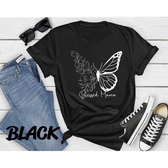 Blessed Mama Shirt, Blessed Mom Shirt, Butterfly Mom Shirt, Cute Mom Gift, Mother's Day Gift, Distressed Blessed Mama Shirt, Unique Mom Gift TSHIRT All Size S-5XL