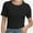 Black, variant on Womens Scoop Neck T Shirts Basic Ribbed Tees Fitted Tshirt Plain Short Sleeve Tops Casual