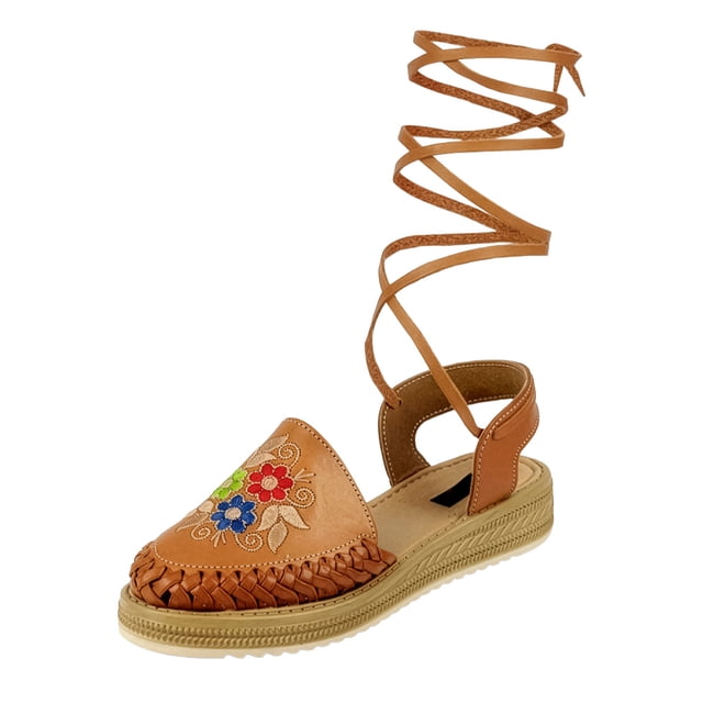Sandalias de piso Exterior Piel Color Café Para Mujer De RBCOLLECTION