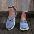thumbnail image 4 of NOKIO Walking Shoes Women Breathable Soft Slip On Sneakers Women's Shoes Single Shoes 2024 Summer Solid Color Large Size Flat Shoes Chain Flying Woven Breathable Wedge Casual Shoes, 4 of 5