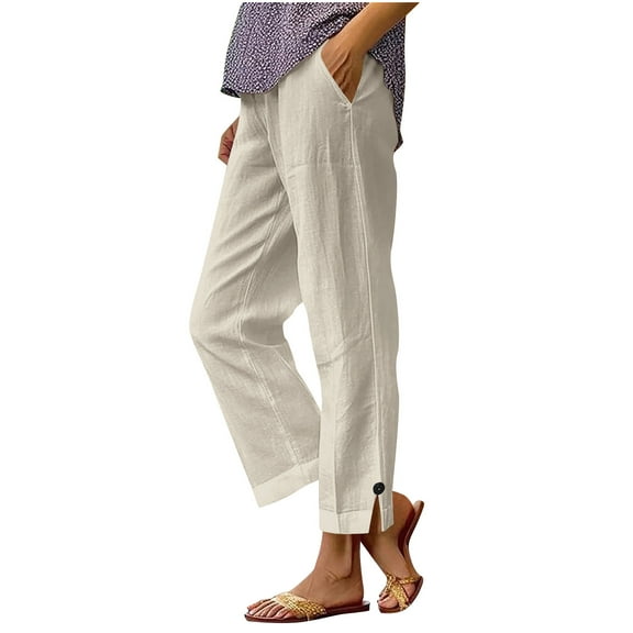 Tnhcen Women's Casual Wide Leg Pants · Elastic Waist Trousers Straight Leg Comfort Fit Pant · Spring Autumn Fashion S-2XL