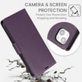 thumbnail image 6 of Compatible with iPhone 13 Wallet Case with Credit Card Holder & Cash Slot, RFID Blocking Durable PU Leather Flip Magnetic Protective Stand Cover Wrist Strap Women Men,Darkpurple, 6 of 6