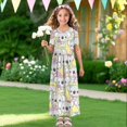 thumbnail image 4 of Uourmeti Adorable Koala Print Girls Maxi Dresses Short Sleeve Round Neck Flowy Holiday Long Dress with Pockets Cute A-Line Clothes, Size 13-14 Years, 4 of 7