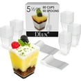 thumbnail image 2 of DLux 50 x 5 oz Mini Dessert Cups with Spoons, Square Large - Clear Plastic Parfait Appetizer Cup - Small Reusable Serving Bowl for Tasting Party Desserts Appetizers - With Recipe Ebook, 2 of 7
