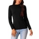 thumbnail image 1 of Suéter casual de manga larga con cuello redondo para mujer, ajuste slim, negro, talla S, 1 of 5