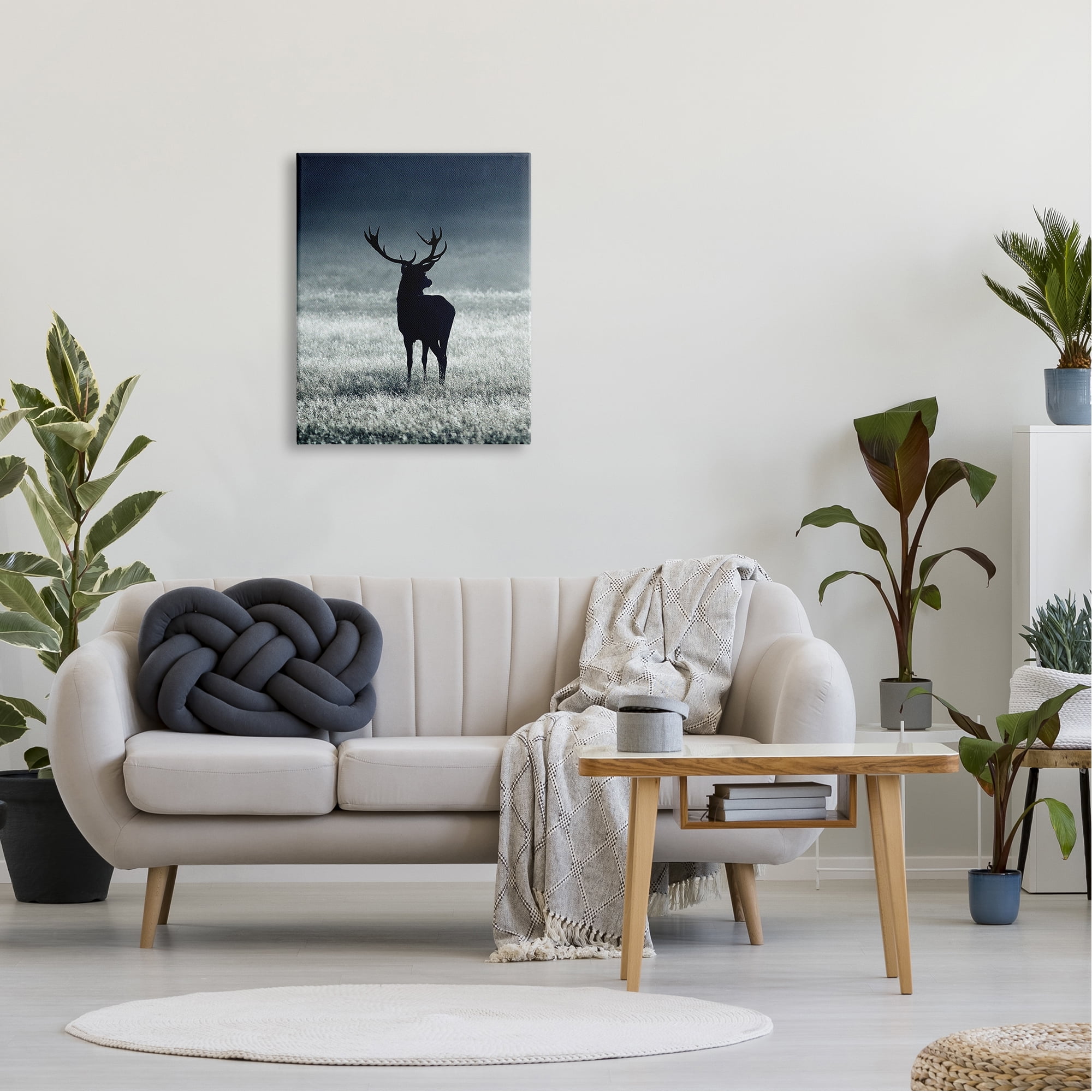 Stupell Industries Tranquil Deer Silhouette Foggy Winter Field Landscape Photography Gallery-Wrapped Canvas Print Wall Art, 24x30, by Incado