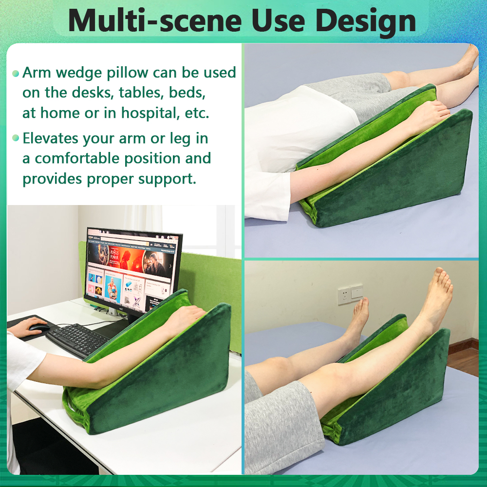 Arm Elevation Pillow for Post-Surgery Recovery, Arm Rest & Wrist Support for Sleeping, Broken Arm, Carpal Tunnel & Elbow Pain, Arm Elevator Foam Wedge for Adults