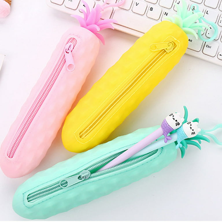 Yesbay Silicone Pencil Case Storage Pen Bag Coin Purse Key Wallet Carrot 