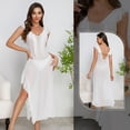 thumbnail image 4 of Bovxnpu Long Nightgowns for Women Sleeveless Sleepshirt Mesh Dress with Metal Chain Straps Cowl Neck Long Length Sleepwear, 4 of 5