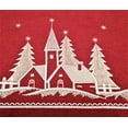 thumbnail image 6 of Doily Boutique Christmas Table Topper with Reindeer and Church on Red Burlap Style Fabric Size 34 x 34 inches, 6 of 6