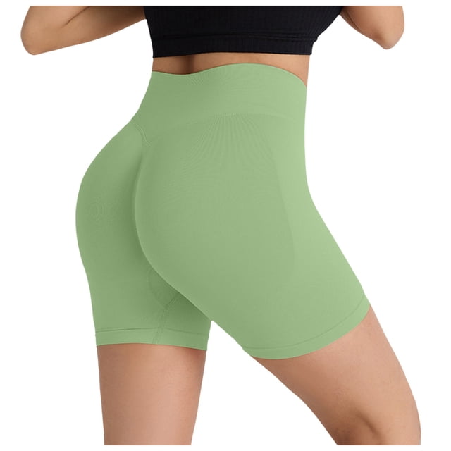 Pantalones cortos sin costuras de cintura alta para mujer: diseño elástico que realza el trasero, tallas S-XL