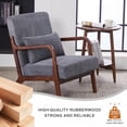 thumbnail image 6 of Beige Accent Chair, Wood Mid-Century Upholstered Modern Fabric Chair with Pillow, Lounge Arm Chair with Wood Frame, Farmhouse Reading Chairs for Living Room, Bedroom, Guest Room, Beige, 6 of 9