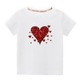 thumbnail image 2 of Lilgiuy Toddler Valentine's Day T-Shirts Solid Color Red Love Heart Graphic Top Tee Summer Short Sleeve Crewneck Boys Girls Clothes for Daily Wear (White), 2 of 4