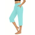 thumbnail image 2 of Green Women's Leggings, Capri Leggings For Women 2024 High Waisted Cutout Yoga Capris Lightweight Cozy Cropped Pants Solid Soft Pajams Pants,Women's Legging M, 2 of 6