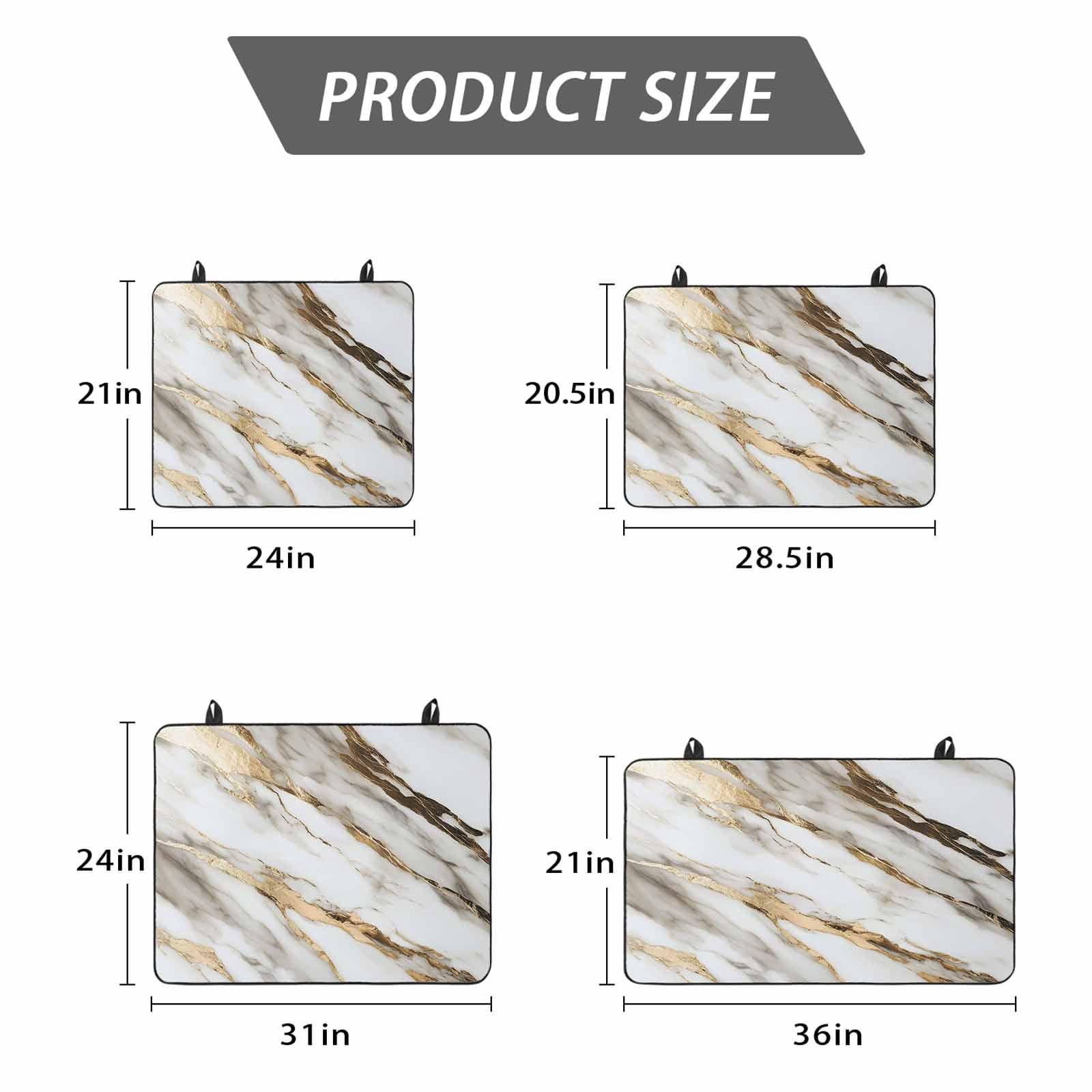 Marble Grey White Stove Top Cover for Electric Stove, Heat-proof & Non Slip Glass Top Stove Cover Protector, Abstract Cracked Crystal Gold Lines Kitchen Flat Cooktop Rubber Mat 24x21 Inches