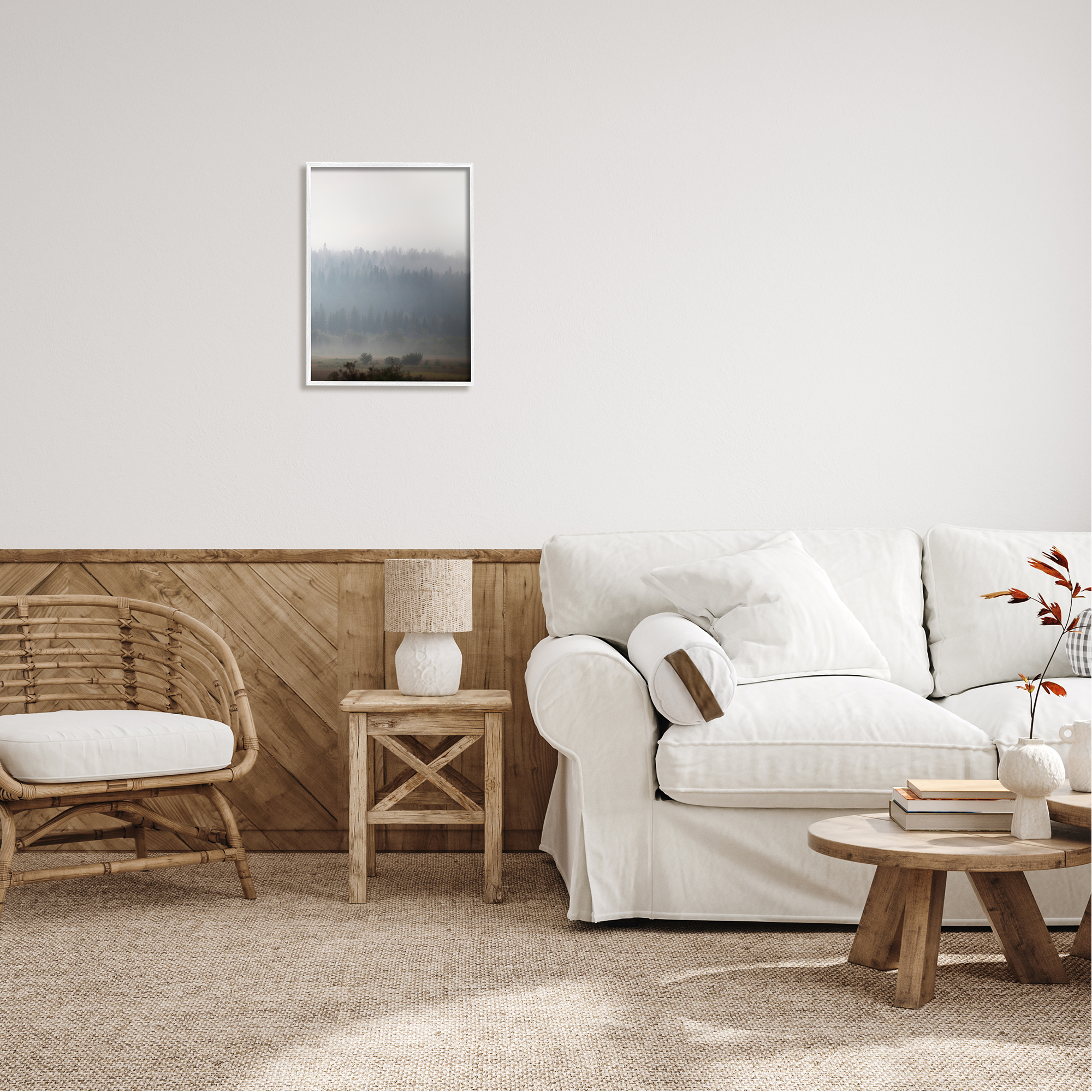 Stupell Industries Peaceful Fog Rural Landscape Woodlands Trees Clouds Framed Wall Art, 16 x 20, Design by Carol Robinson