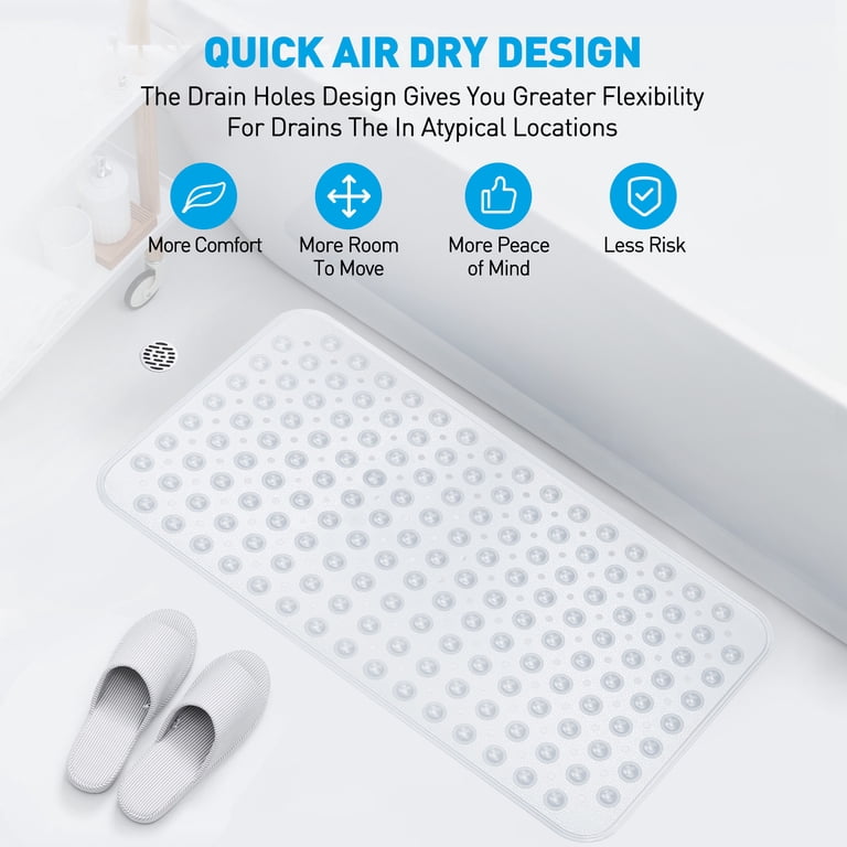 GPED 27.6x15 Non-Slip Bath Mat with Suction Cups, Clear photo 4