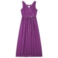 thumbnail image 3 of Eandarui Junior Girls V Neck Bowknot Hollow Back Bridesmaid Pageant Prom Wedding Long Maxi Dress Purple 14, 3 of 5