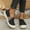Black, variant on Women's Slip-On Color Block Hollow Knit Walking Shoes, Round Toe Elastic Collar Breathable Footwear, Five Neutral Tone Light Non-Slip Daily Casual Sneakers(Yellow,5.5)