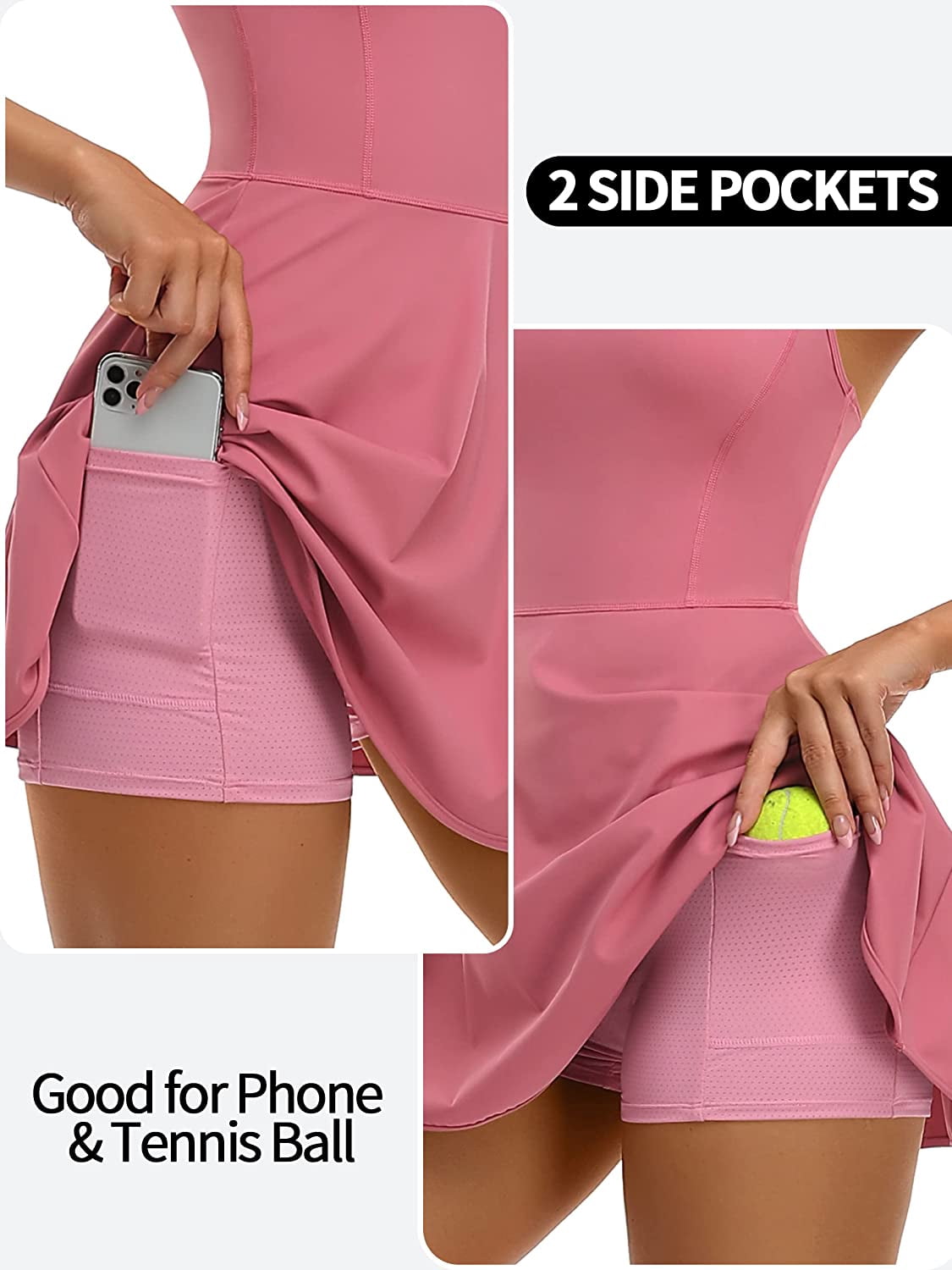 Alove Women Workout Square Neck Dress With Shorts Athletic Dress