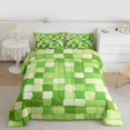 thumbnail image 2 of Homewish Fashion Green Square Bedding Comforter Set for Kids, Abstract Buffalo Piald Twin Comforter Sets, Vintage Oil Printing Reversible Bedding Set, Lightweight Room Decor, 2-Piece, 2 of 8