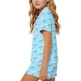 thumbnail image 6 of WAVSUF Outfits for Kids Girls Print Turn-down Collar Top and Elastic Shorts Summer Casual Home Clothes Blue Size 3-4, 6 of 8