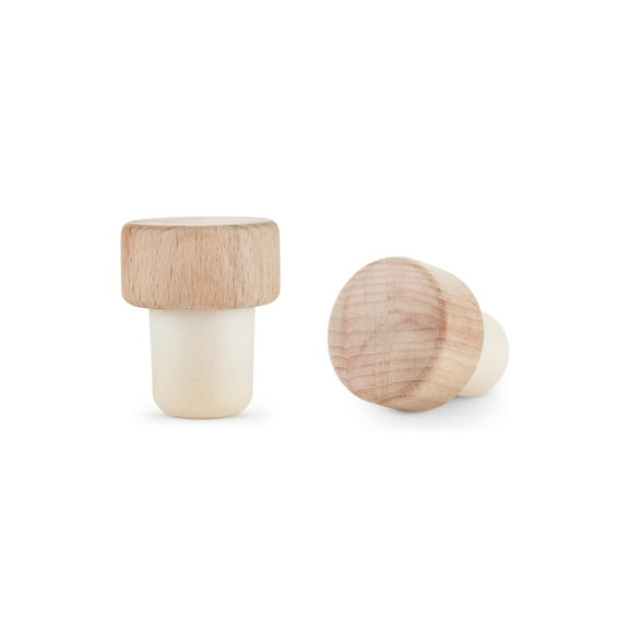 2Pcs T-shaped Stopper Cork Wine Bottle Stoppers Wine Sealing Plug Cork Plugs Reusable Wooden & Rubber Wine & Beer Bottle Stoppers(19.2mm/0.756 in)