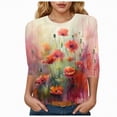 thumbnail image 2 of Towmus Womens Tops Elbow-Length Graphic Crew Neck Women's Casual 3/4 Sleeve T-Shirts Cute Tunic Tops Basic Tees Blouses Loose Fit Pullover Shirt, 2 of 5